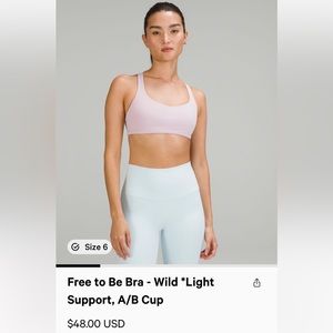 lulu lemon free to be bra- wild light